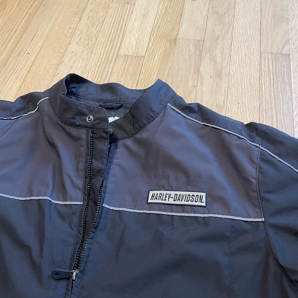 Harley-Davidson Riding Jacket Striped Canvas/Nylon Lined Black Size XL
